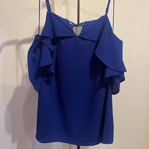 Skies Are Blue Royal Blue Ruffle Blouse Women’s Medium